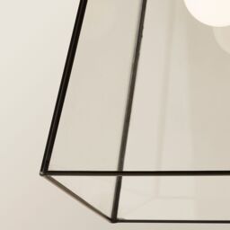 ValueLights Susie Glass Lantern Lamp Shade Drop Ceiling Pendant Light with Bulb in Black - thumbnail 3