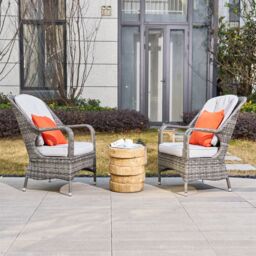 Direct Wicker 3-Piece Outdoor Garden Bistro Set, Grey Rattan Chairs with a Beige Concrete Side Table in Natural - Size: 2 Pack - thumbnail 7