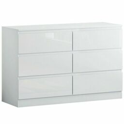 SquareBoxx Fairfield Gloss Minimalist Chest of Draws 6 Draw in White - thumbnail 3