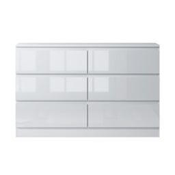 SquareBoxx Fairfield Gloss Minimalist Chest of Draws 6 Draw in White - thumbnail 2