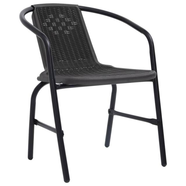 Berkfield Home Garden Chairs 4 pcs Plastic Rattan & Steel 110 kg in Black - image 1