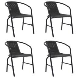 Berkfield Home Garden Chairs 4 pcs Plastic Rattan & Steel 110 kg in Black - thumbnail 2