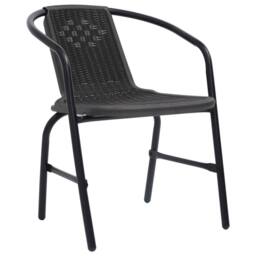Berkfield Home Garden Chairs 4 pcs Plastic Rattan & Steel 110 kg in Black - thumbnail 1