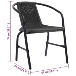 Berkfield Home Garden Chairs 4 pcs Plastic Rattan & Steel 110 kg in Black - thumbnail 8