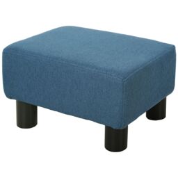 HOMCOM Footstool Ottoman Cube with Plastic Legs in Blue - Size: 40 cm x 30 cm - thumbnail 2