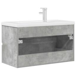 Berkfield Home 2 Piece Bathroom Furniture Set Concrete Grey Engineered Wood - thumbnail 8