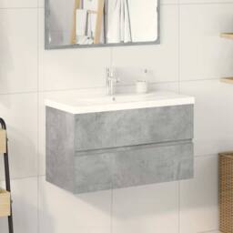 Berkfield Home 2 Piece Bathroom Furniture Set Concrete Grey Engineered Wood - thumbnail 3