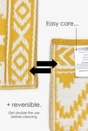 Homescapes Luxury Outdoor Rug Waterproof Reversible for Garden, Yellow Anna Aztec - Size: 120 cm x 180 cm - thumbnail 6