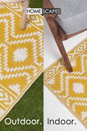 Homescapes Luxury Outdoor Rug Waterproof Reversible for Garden, Yellow Anna Aztec - Size: 120 cm x 180 cm - thumbnail 5