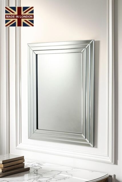 Yearn Mirrors Triple Stepped Bevelled Wall Mirror 119x89cm in Black - Size: 119x89 cm - image 1