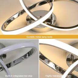 Pheashine Chrome Twisted Loop LED Ceiling Light, 38W 3000K Warm White, 40cm in Silver - thumbnail 4
