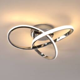 Pheashine Chrome Twisted Loop LED Ceiling Light, 38W 3000K Warm White, 40cm in Silver - thumbnail 1