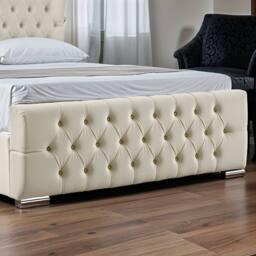 UK Bed Furniture Isabella Ottoman Gas Lift Upholstered Bed with 48 Inch Wing Headboard in Cream - Size: Double - thumbnail 4