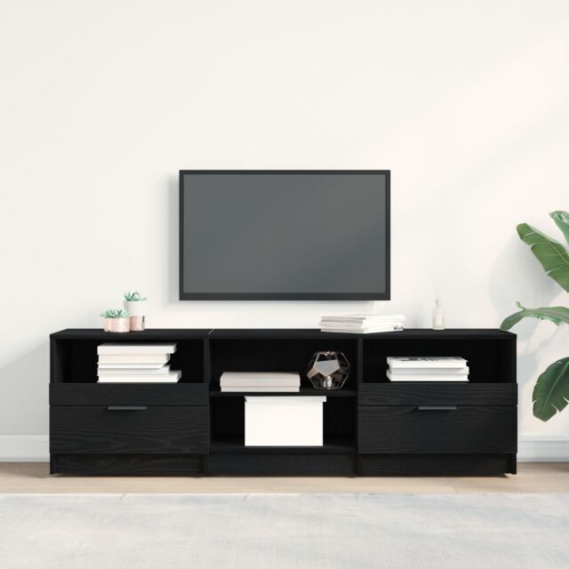 Berkfield Home TV Cabinet Black Oak 150x33, 5x45 cm Engineered Wood - image 1
