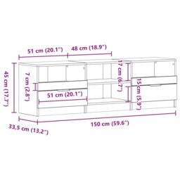 Berkfield Home TV Cabinet Black Oak 150x33, 5x45 cm Engineered Wood - thumbnail 9