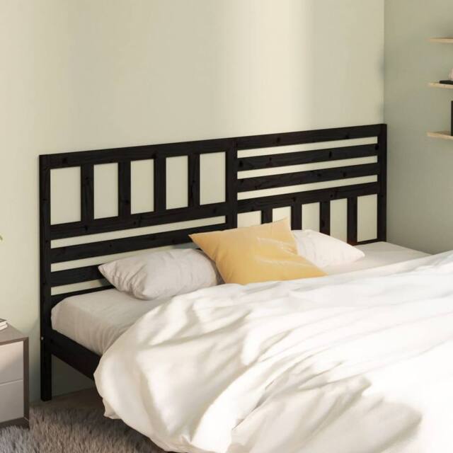 Berkfield Home Beautiful Bed Headboard Black 186x4x100 cm Solid Wood Pine - Size: 186 x 4 x 100 cm - image 1