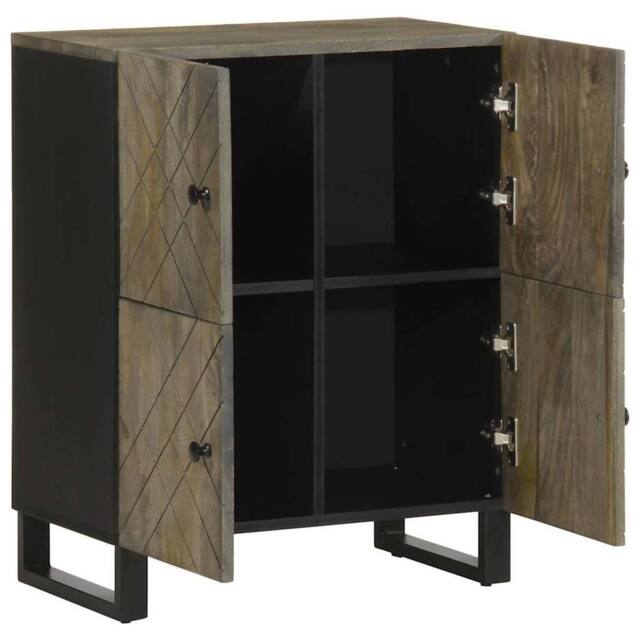 Berkfield Home Sideboard Black 60x33x75 cm Solid Wood Mango - Size: 60 x 33 x 75 cm - image 1