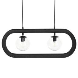 Wyld and Coco Handmade Mango Wood Pendant Lamp Boho-Industrial Black - thumbnail 2