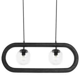 Wyld and Coco Handmade Mango Wood Pendant Lamp Boho-Industrial Black - thumbnail 4