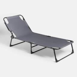 OHS Garden Sun Lounger Adjustable Patio Bed Chair for Outdoor Poolside in Grey - thumbnail 3