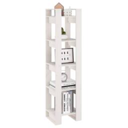 Berkfield Home Beautiful Book Cabinet/Room Divider White 41x35x160 cm Solid Wood Pine - Size: 41 x 35 x 160 cm - thumbnail 4