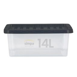 simpa 14L Stackable Compact Plastic Storage Boxes - Set of 5 in Clear - thumbnail 2