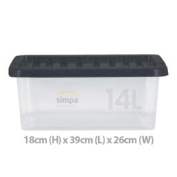 simpa 14L Stackable Compact Plastic Storage Boxes - Set of 5 in Clear - thumbnail 3