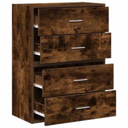 Berkfield Home Durable Cabinets with 2 Drawers 2 pcs Smoked Oak 60x31x40 cm Engi in Brown - Size: 60 x 31 x 40 cm - thumbnail 5