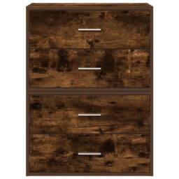 Berkfield Home Durable Cabinets with 2 Drawers 2 pcs Smoked Oak 60x31x40 cm Engi in Brown - Size: 60 x 31 x 40 cm - thumbnail 4