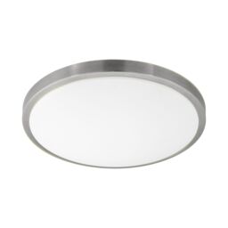 Loops Wall Flush Ceiling Light White Shade White Satined Nickel Plastic Bulb LED 24W in Metallics