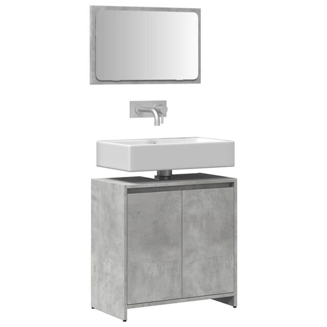 Berkfield Home 2 Piece Bathroom Furniture Set Concrete Grey Engineered Wood - image 1