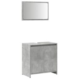 Berkfield Home 2 Piece Bathroom Furniture Set Concrete Grey Engineered Wood - thumbnail 2