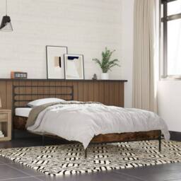 Berkfield Home Durable Bed Frame without Mattress Smoked Oak 100x200 cm in Brown - thumbnail 2