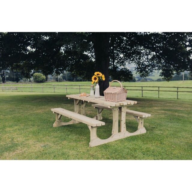 Churnet Valley Garden Furniture Ltd Lunar Picnic Table - L150 x W153 x H76 cm - Partially Assembled in Brown - image 1