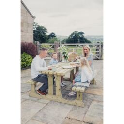 Churnet Valley Garden Furniture Ltd Lunar Picnic Table - L150 x W153 x H76 cm - Partially Assembled in Brown - thumbnail 5