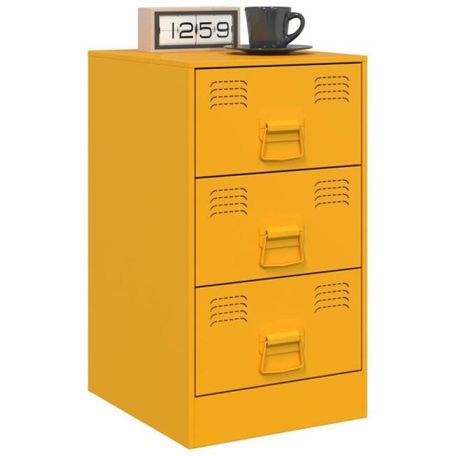 Berkfield Home Stylish Bedside Cabinets 2 pcs Mustard Yellow 34.5x39x62 cm Steel - image 1