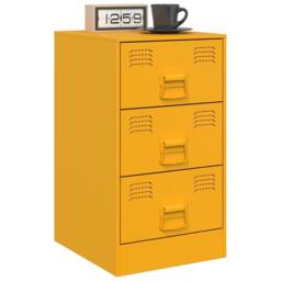 Berkfield Home Stylish Bedside Cabinets 2 pcs Mustard Yellow 34.5x39x62 cm Steel - thumbnail 1
