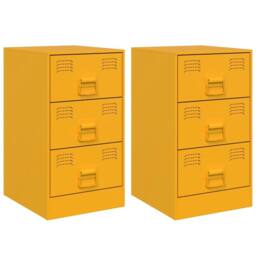 Berkfield Home Stylish Bedside Cabinets 2 pcs Mustard Yellow 34.5x39x62 cm Steel - thumbnail 3