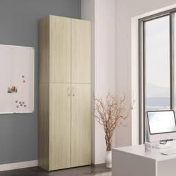 Berkfield Home Office Cabinet Sonoma Oak 60x32x190 cm Engineered Wood in Light Brown - Size: 60 x 32 x 190 cm - thumbnail 1