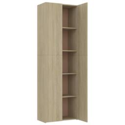 Berkfield Home Office Cabinet Sonoma Oak 60x32x190 cm Engineered Wood in Light Brown - Size: 60 x 32 x 190 cm - thumbnail 7