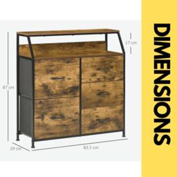 Pirlo Plush Industrial Rustic Brown Chest With 5 Fabric Drawers - thumbnail 6