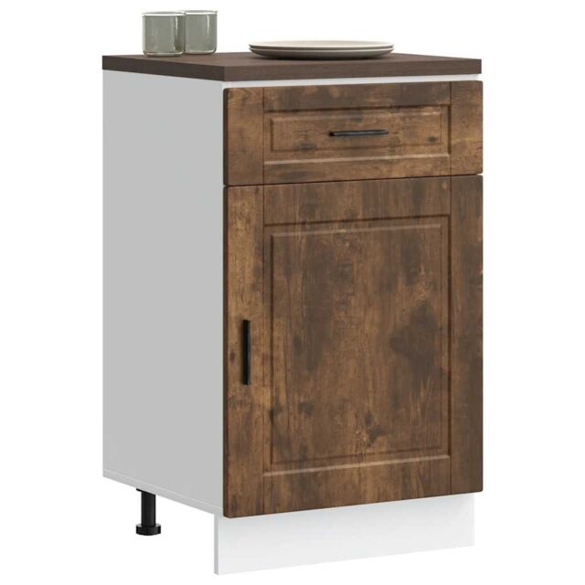 Berkfield Home Kitchen Base Cabinet¬†Porto Smoked Oak Engineered Wood in Brown - image 1