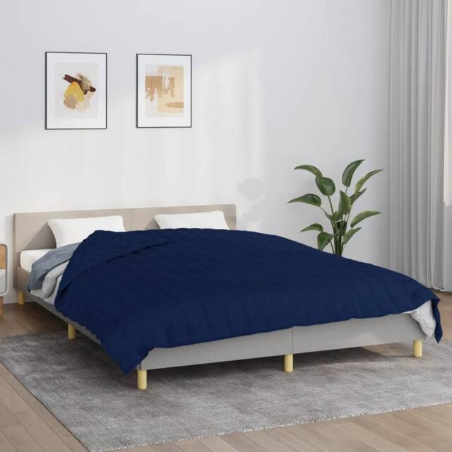 Berkfield Home Weighted Blanket Blue 220x230 cm King 11 kg Fabric in Navy - image 1