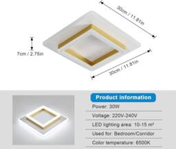 COMELY Modern LED Ceiling Lights, 30W Super Bright LED Ceiling Light, 6500K in Gold - thumbnail 3