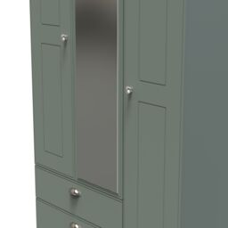 Ready Assembled 2 U Albert Triple Mirror Wardrobe with 2 Drawers (Ready Assembled) in Pale Green - thumbnail 4