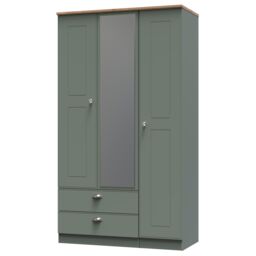 Ready Assembled 2 U Albert Triple Mirror Wardrobe with 2 Drawers (Ready Assembled) in Pale Green - thumbnail 3