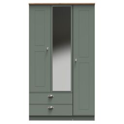 Ready Assembled 2 U Albert Triple Mirror Wardrobe with 2 Drawers (Ready Assembled) in Pale Green - thumbnail 1