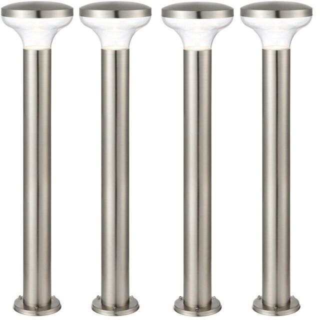 Loops 4 PACK Outdoor Post Bollard Light Marine Steel 1m LED Garden Driveway Path Lamp in Metallics - image 1