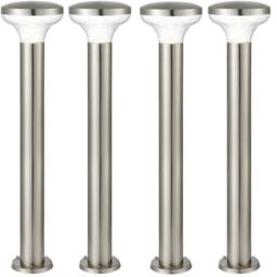 Loops 4 PACK Outdoor Post Bollard Light Marine Steel 1m LED Garden Driveway Path Lamp in Metallics