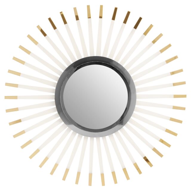 Orsina Retro Round Wall Mirror, Quirky Concave Glass Mirror with Gold-Tipped Acrylic Spokes, Stainless Steel Mirror in Clear - image 1